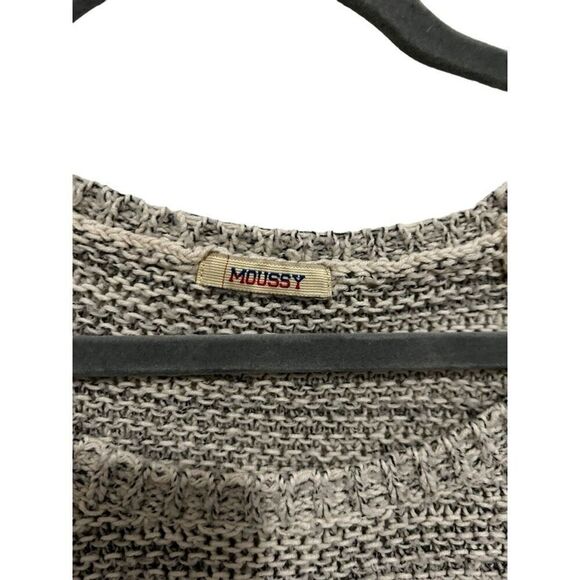 Moussy Gray White Knit Scoop Neck Dolman Long Sleeve Pullover Sweater One Size - Picture 4 of 11